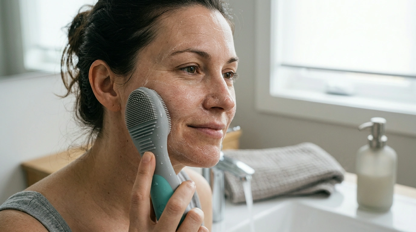 6-in-1 Waterproof Silicone Face Brush: Cleanse + Massage