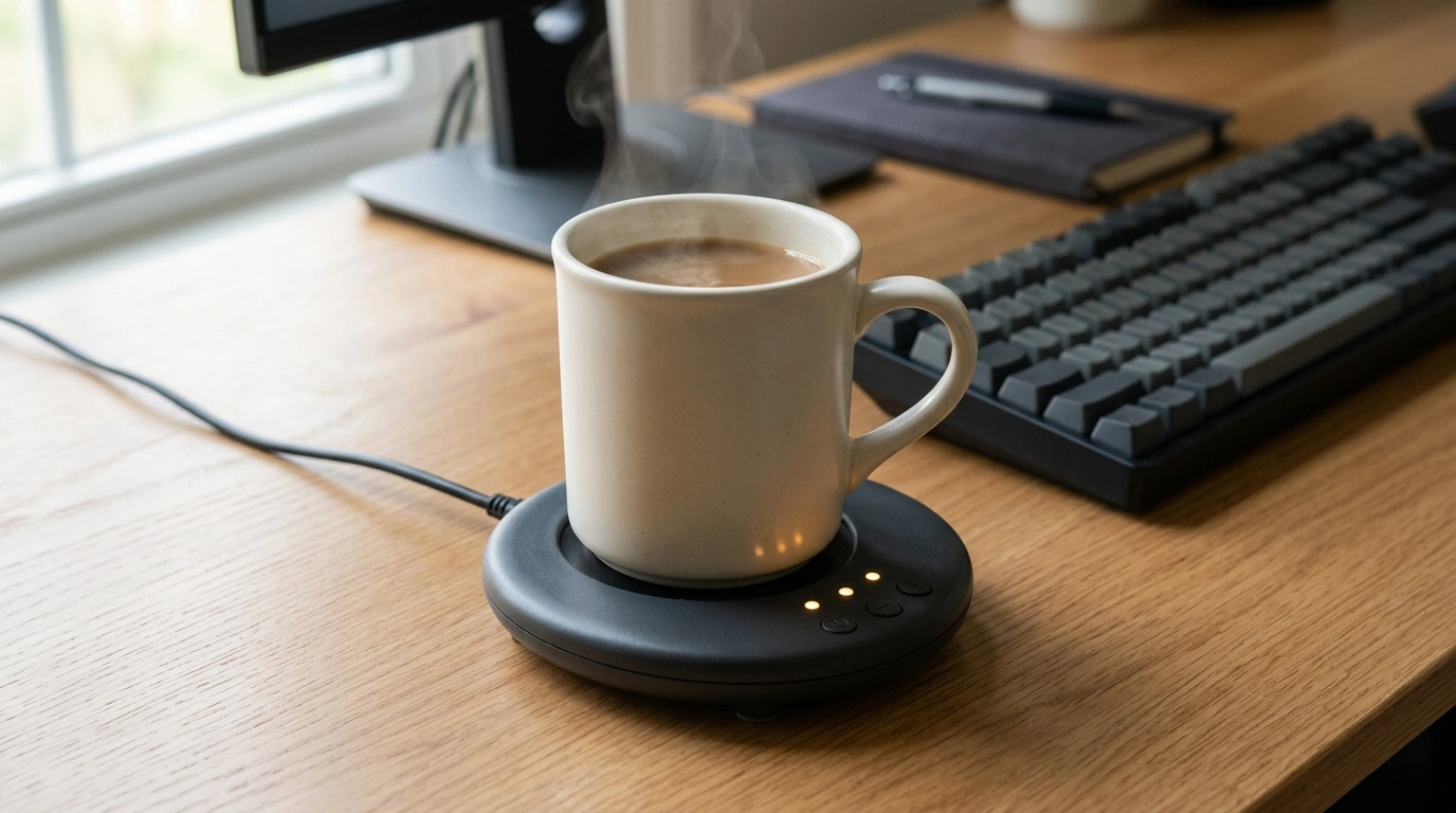 Smart Desk Mug Warmer: Timer + 3 Heat Levels